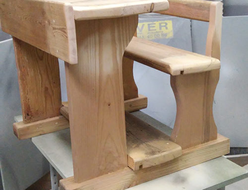 Sandblasting of school bank in Leuven